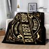 Barbershop retro print blanket children's warm flange blanket home travel blanket bed linings Picnic blanket birthday gift