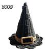 Unique Birthday Gift for Her Handwoven Witch Hat, Gothic Wizard Costume Headpiece Halloween Fantasy Aesthetic Home Decor Party, Spooky Tabletop Decor,
