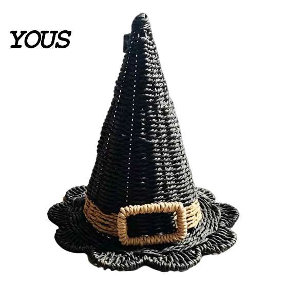 Unique Birthday Gift for Her Handwoven Witch Hat, Gothic Wizard Costume Headpiece Halloween Fantasy Aesthetic Home Decor Party, Spooky Tabletop Decor,