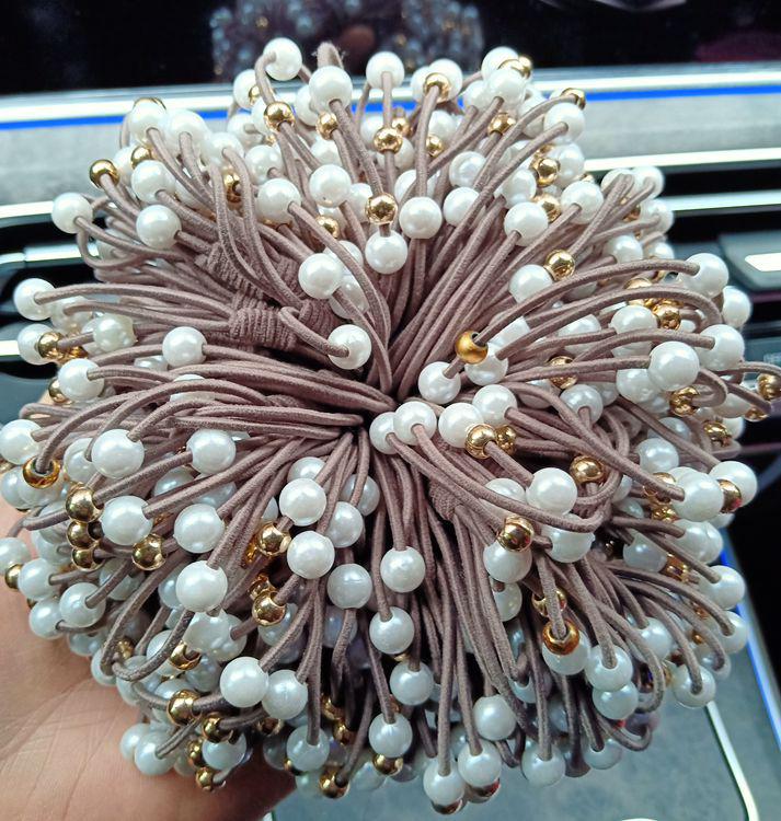 Pearl Hair Tie: Three-Layer Nine-Bead Headwear Accessory