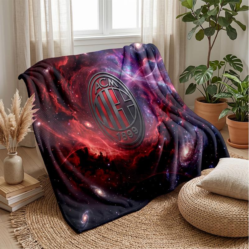 AC Milan Theme Blanket Soft Flannel Blanket Plush Throw Blanket Cozy Sofa Bed Blanket for Home Decor