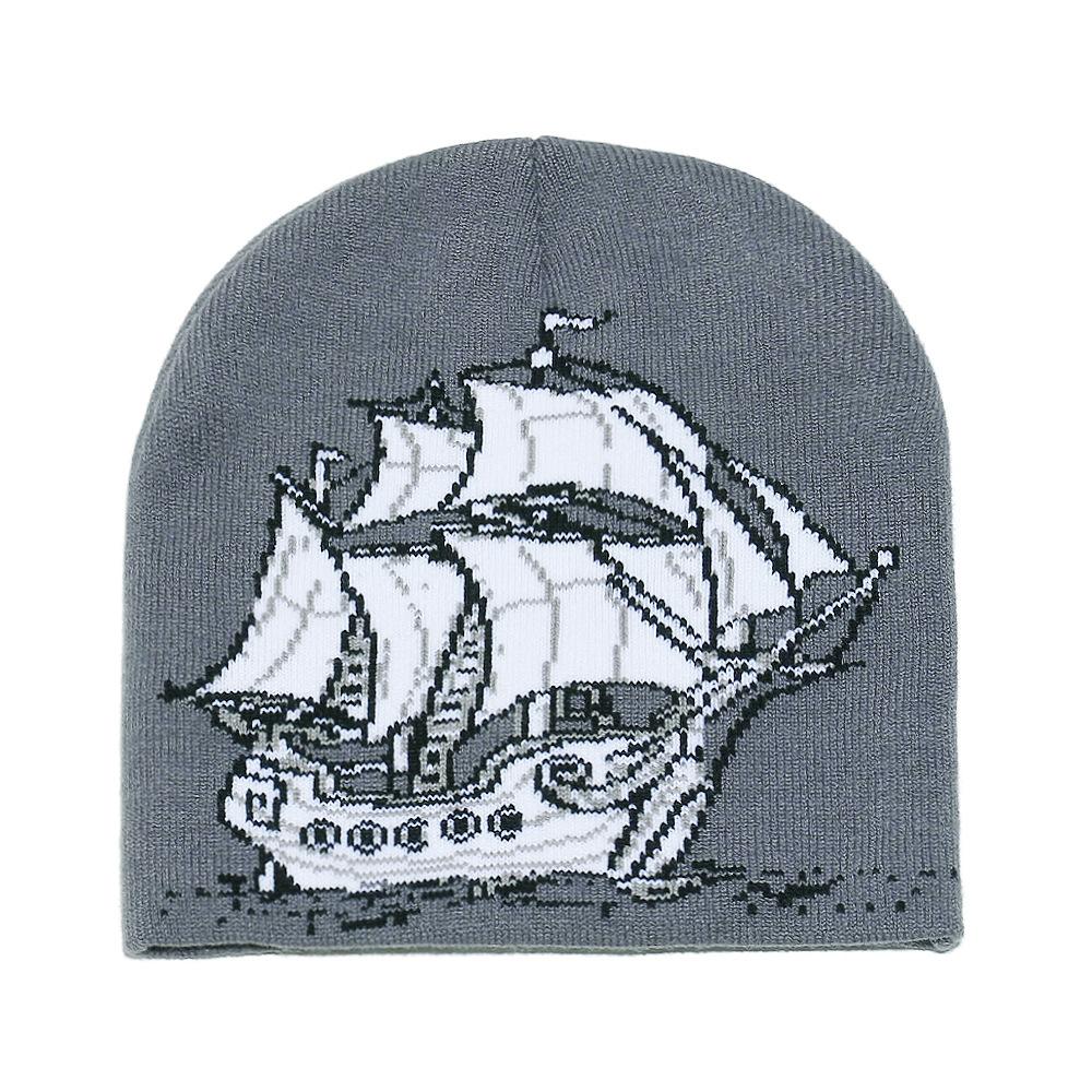 Temu Trendy New Wool Hat Sailing Jacquard Knitted Hat Warm Cold Hat for Men and Women In Winter