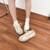 Cowhide version~ Grape mother with the same inner height increase Forrest Gump shoes lace-up flat ballet style versatile sports and leisure shoes wome