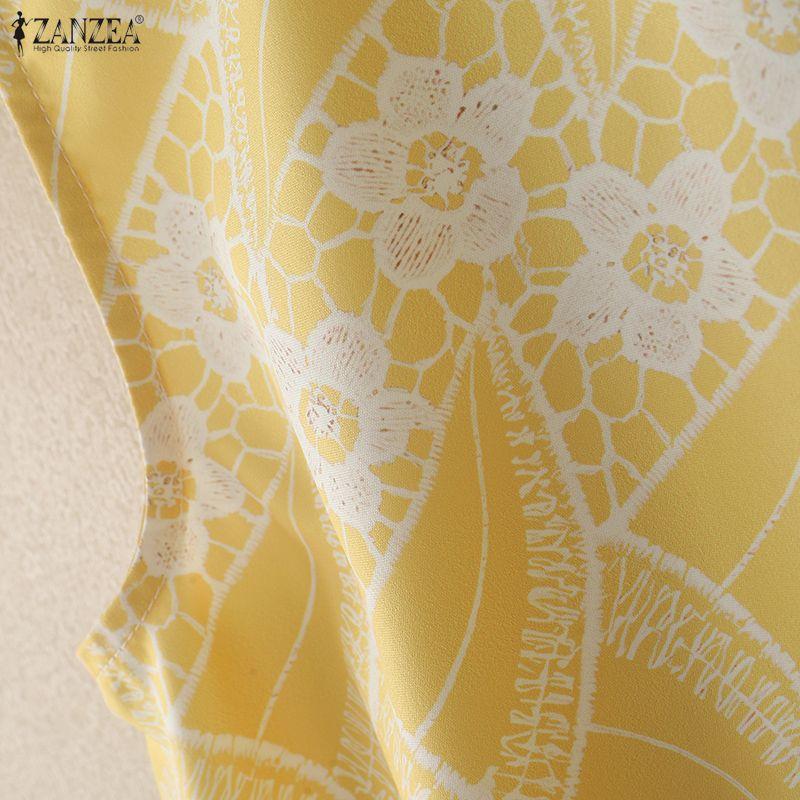 ZANZEA Women Floral Print Casual Round Neck Sleeveless Splice Tank Tops
