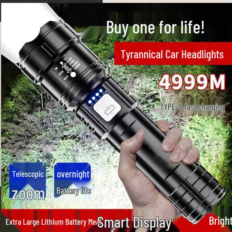High-Power Rechargeable Mini Tactical Flashlight with Long-Range White Laser Light