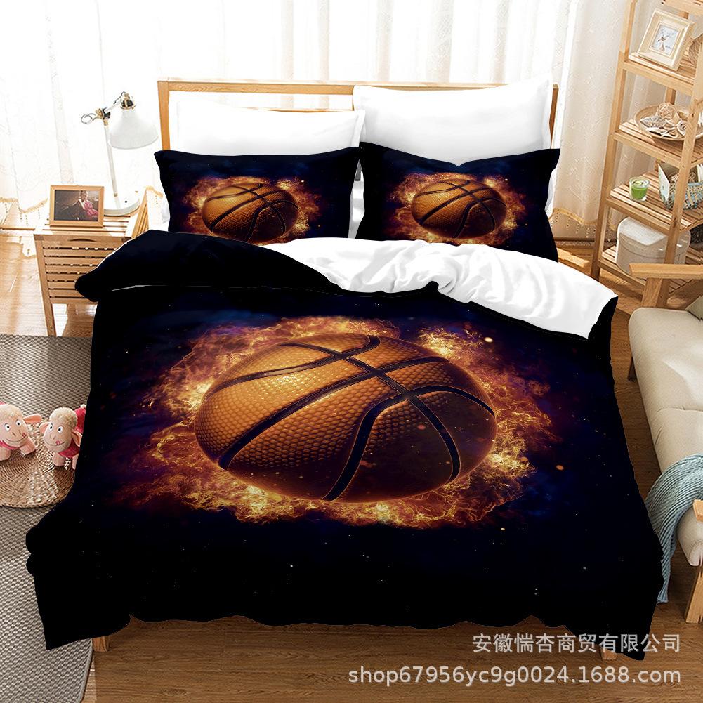 Sports Department Basketball Football Quilt Cover Bedding Sheet 3D Three-Piece Set