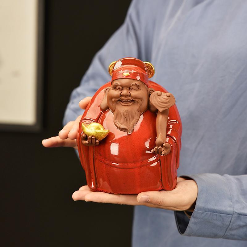 Ceramics Fu-Lu-Changshou Star Sculpture Chinese God of Wealth Home Office Decor Feng Shui Wealth Luck Symbol statue of a figure