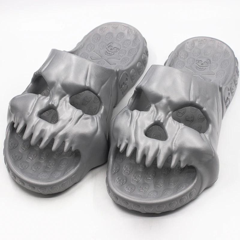 Fashion New Personalized Skull Design Slippers for Men 2025 Summer Fun Novelty Slides Thick Sole Platform Beach Non-slip Women Sandals