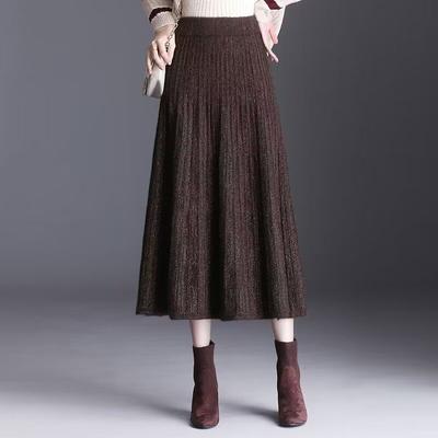 Winter Mink Knit Skirt Women Long A Line Sweater Skirts Thick and Warm