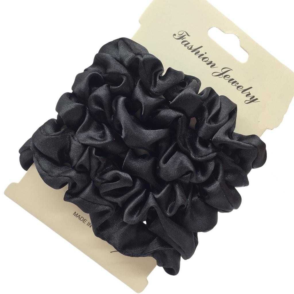6/5pcs/set Satin Hair Scrunchies for Women Small Cute Scrunchy for Hair Headwear for Ponytail Accessories Rubber Band Black