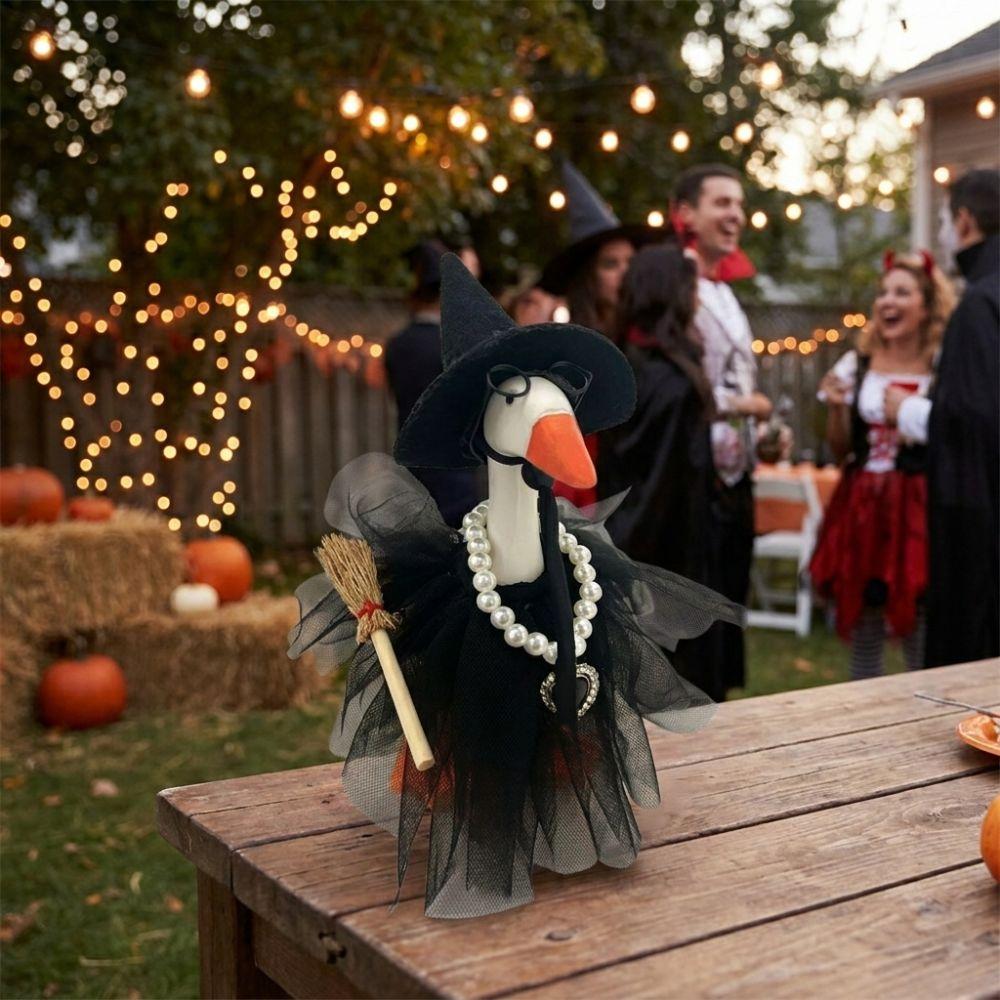 Dark Style Goose Witch Dress Up Costume Porch Goose Witch Scene Prop Halloween Party