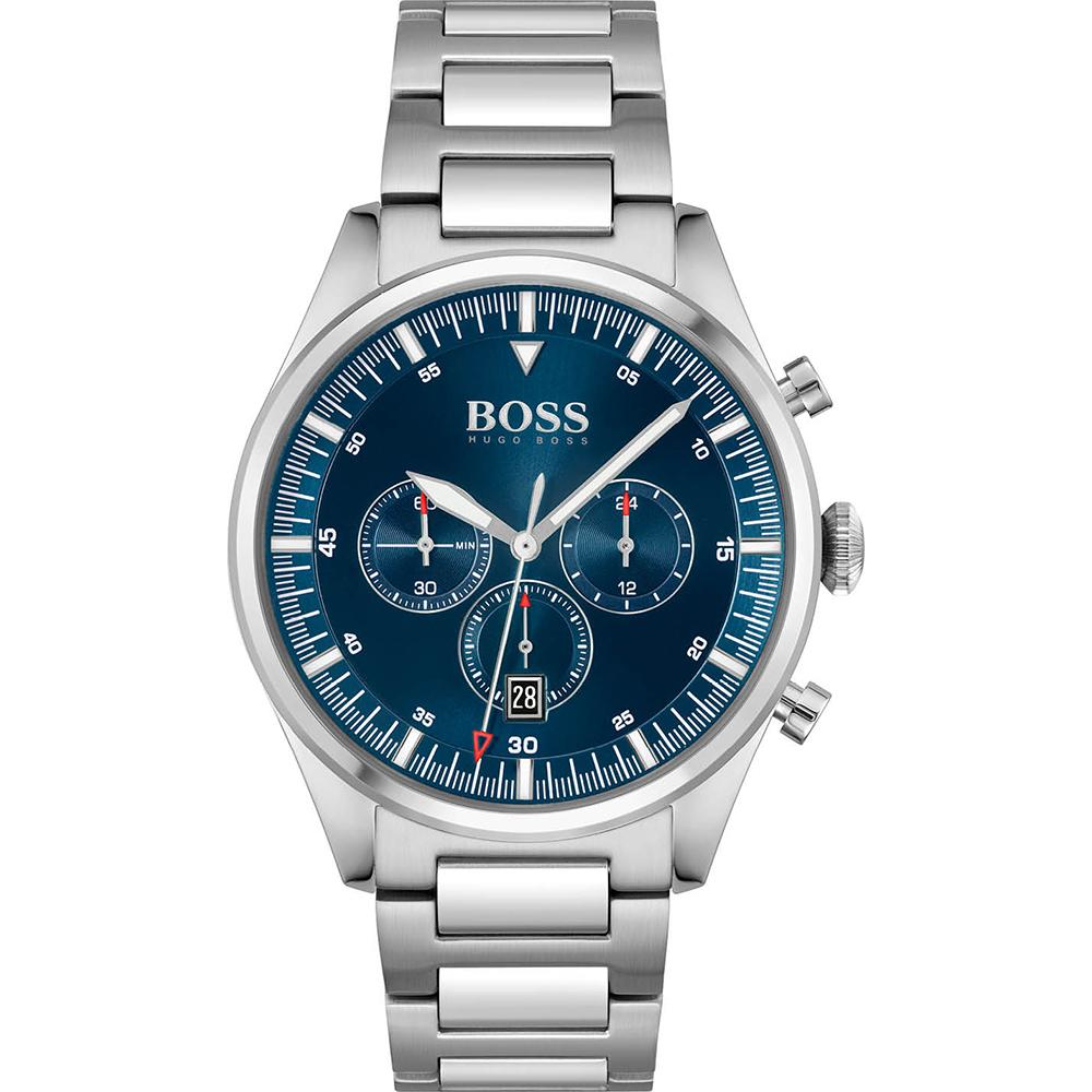 BOSS Pioneer Blue Dial Metal Silver Men s Quartz Watch 1513867 синий