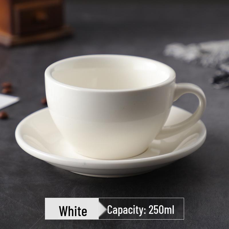 250ml Thickened Ceramic Latte Art Cup - Large Capacity, Light Luxury, Retro Design, Customizable Logo