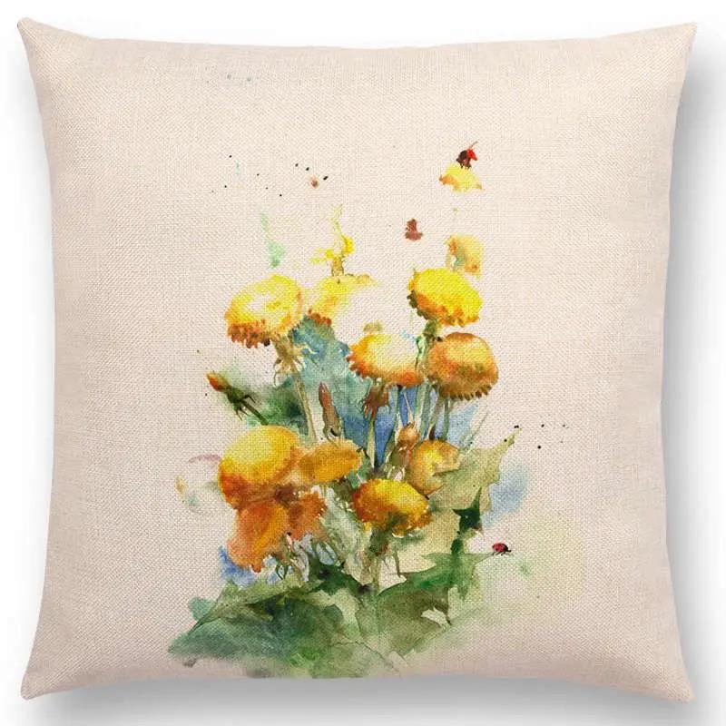 

Наволочка для декоративной подушки с цветочным принтом, офисная поясничная подушка, диванная подушка, льняная наволочка, чехол для подушки для украшения дивана, кровати, комнаты 12x12Inch