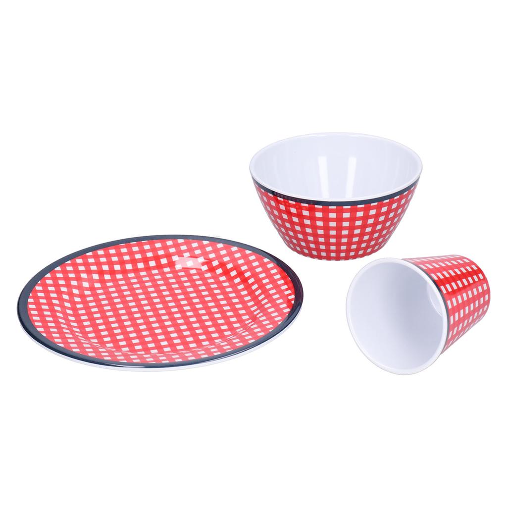 Red Grids Salad Plate Set Imitation Porcelain Fruit Snake Plate for Home Restaurant Hotel