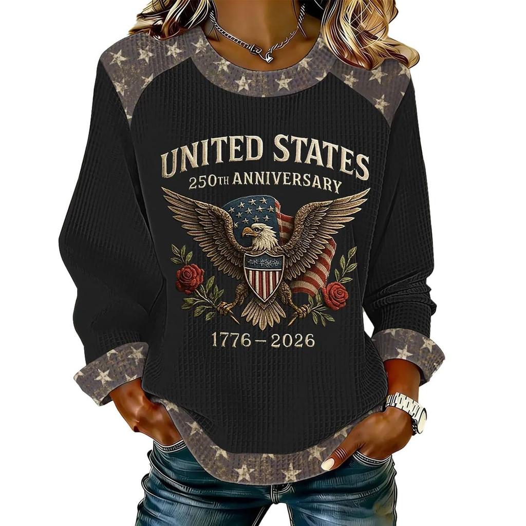 Women's Fashion Casual Long-Sleeve Round-Neck Print Pullover Knit Top