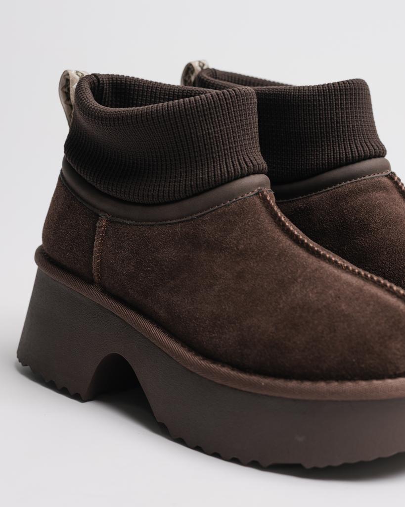 Угги с носком на платформе Allsy 8752 36 коричневый замша шерсть