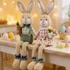Cute Bunny Plush Doll Spring Easter Home Decor Farmhouse Rustic Shelf Desk Decor for Living Room Bedroom Apartment Party Gift