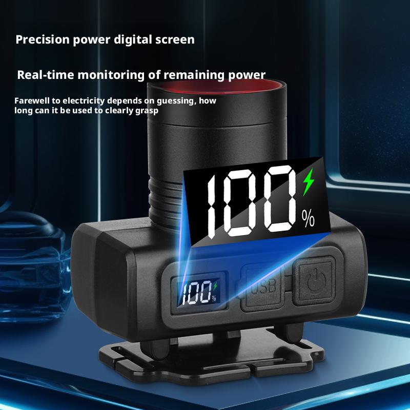 High Brightness LED Headlight with Digital Zoom Outdoor Strong Light Charging Headlight Long Endurance for Camping And Hiking