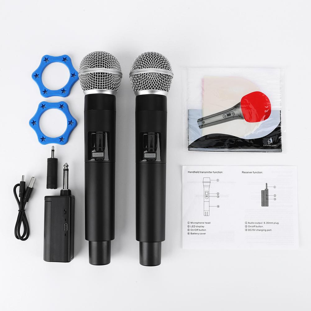 Handheld Microphone with One-to-Two Chip Connection Karaoke Microphones Plug and Play for Church Party Meeting Speech