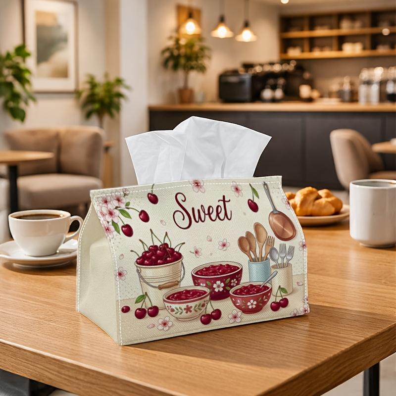 1pc Rustic Kitchen Tissue Box | Multi-functional Napkin Dispenser, Two Sizes Available Suitable for Home, Parties, Car Decoration Cherry Fruit Dessert