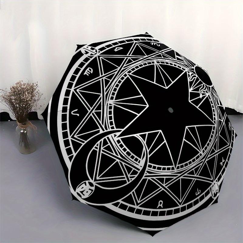 "Enchanted Star Mandala: Mystical Symbolic Artwork for Decor"Umbrella, Portable 3-Fold Compact Umbrella for Men & Women ES50