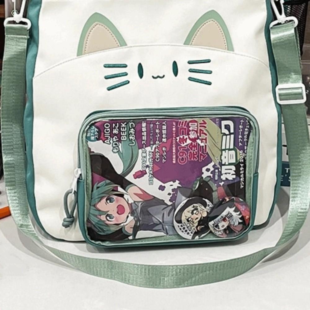 Idol Merchandise Storage Transparent Pocket Zipper Bag Fashion Backpacks Kawaii Cat Itabag  Outdoor