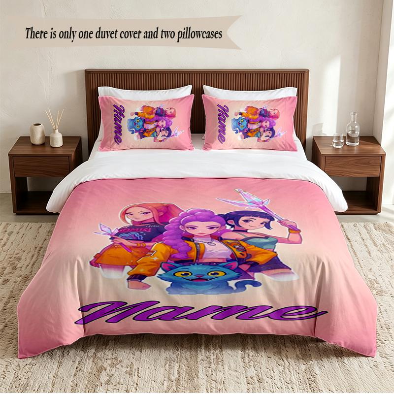 HUNTRIX Set Lenzuola Personalizzato con Nome 3 Pezzi Morbido Set Copripiumino per Camera da Letto Decorazione Casa