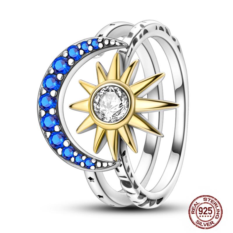 Luminous Firefly 925 Silver Ring Sparkling Rainbow Color Heart Wishbone Flower Original Rings For Women Wedding Jewelry