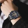 Men Business Casual Mechanical Watch Calendar Week Moon Phase Multifunctional Waterproof Luminous Stainless Steel Wristwatch