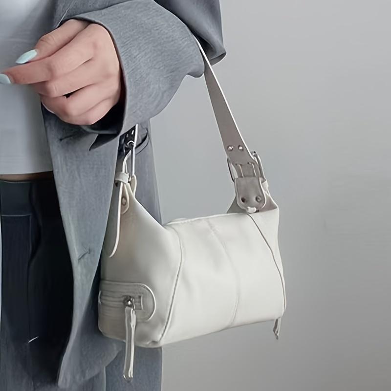 New Fashion Cool Girl Black Shoulder Bag Leather Designer Underarm Bag For Women Trendy Multi-pocket Handbag