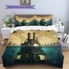 Map Ocean Architecture Pattern Bedding Quilt Set  Home Decoration  Gift (1 * duvet cover + 2 * pillowcase  without core)