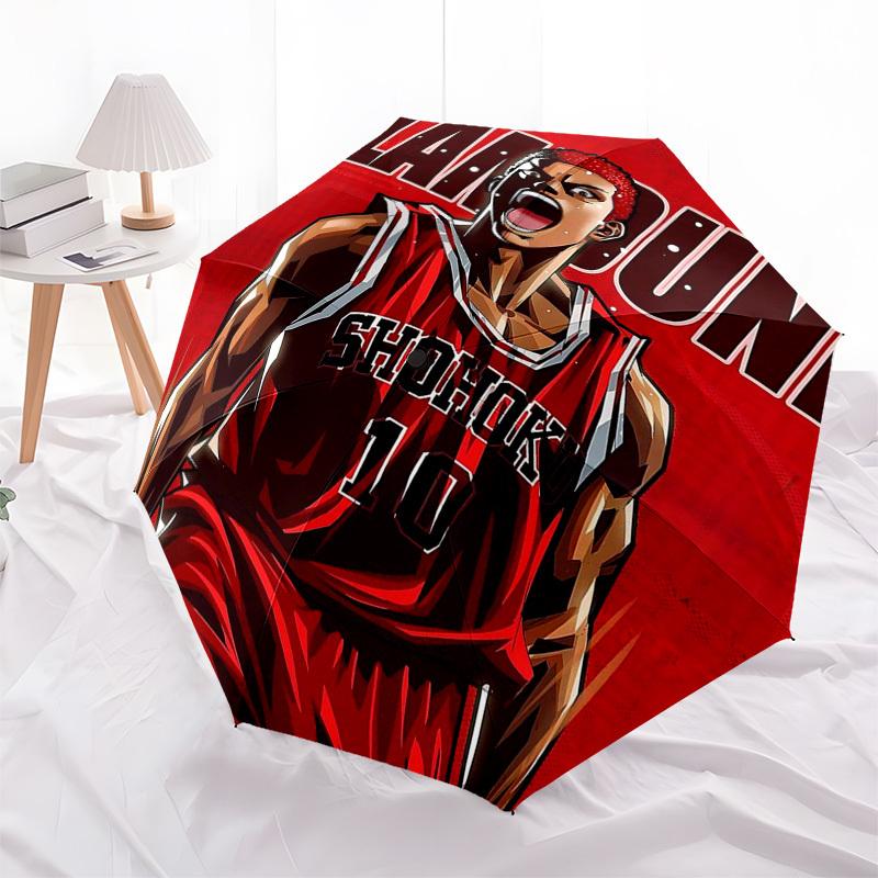 

1pc Slam Dunk Inspired Basketball Player Design Automatic Folding Umbrella with 3-Fold Design, 8-Bone Iron Frame, Perfect for Outdoor Use, Festive Gif