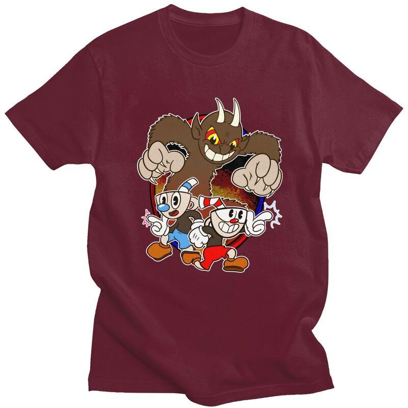 Custom Hot Game Cuphead T Shirts for Men 100 Cotton Tees Tshirts Tshirt