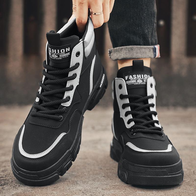 Men Boots 2024 Autumn British High Top Retro Thick Sole Lace Up Cotton Boot Platform Comfort Anti Slip Sport Mountaineering Boot