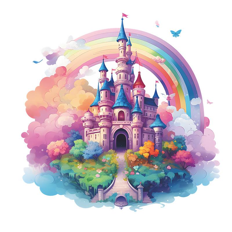 Dream Castle Wall Decals for Girls Kids Room Colorful Rainbow Wall Stickers Baby Nursery Bedroom Wall Decor
