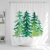 1 Pcs Nordic Simple Green Plant Waterproof Shower Curtain, Christmas Tree Bathroom Decoration Curtain, With Plastic Hooks