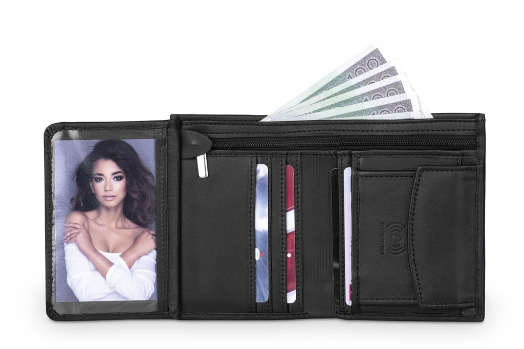 Men' Leather Wallet Affect Matte Black