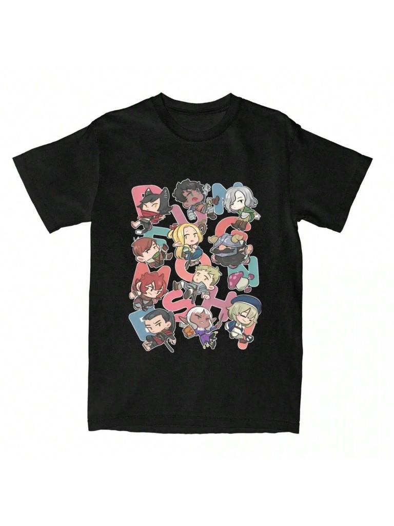 Dungeon Meshi T-Shirt Adult Delicious In Dungeon Manga Pure Cotton T-Shirts O Neck Novelty Tee Shirt Hot Oversize Wounisex unisex