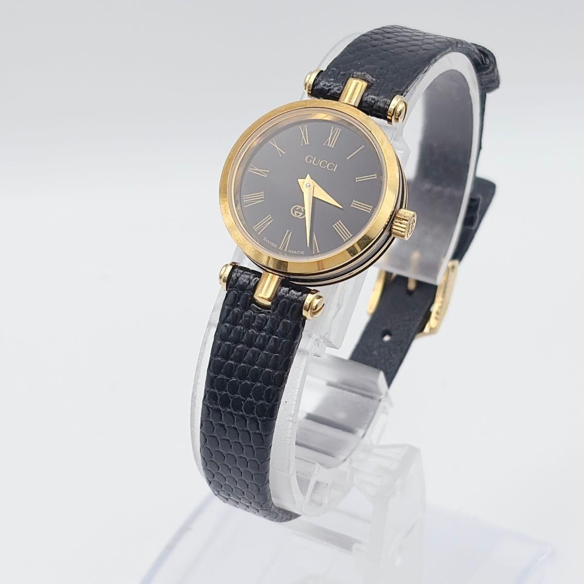 Used GUCCI Gucci Sherry Line Ladies Watch Gold Case Black Dial Quartz