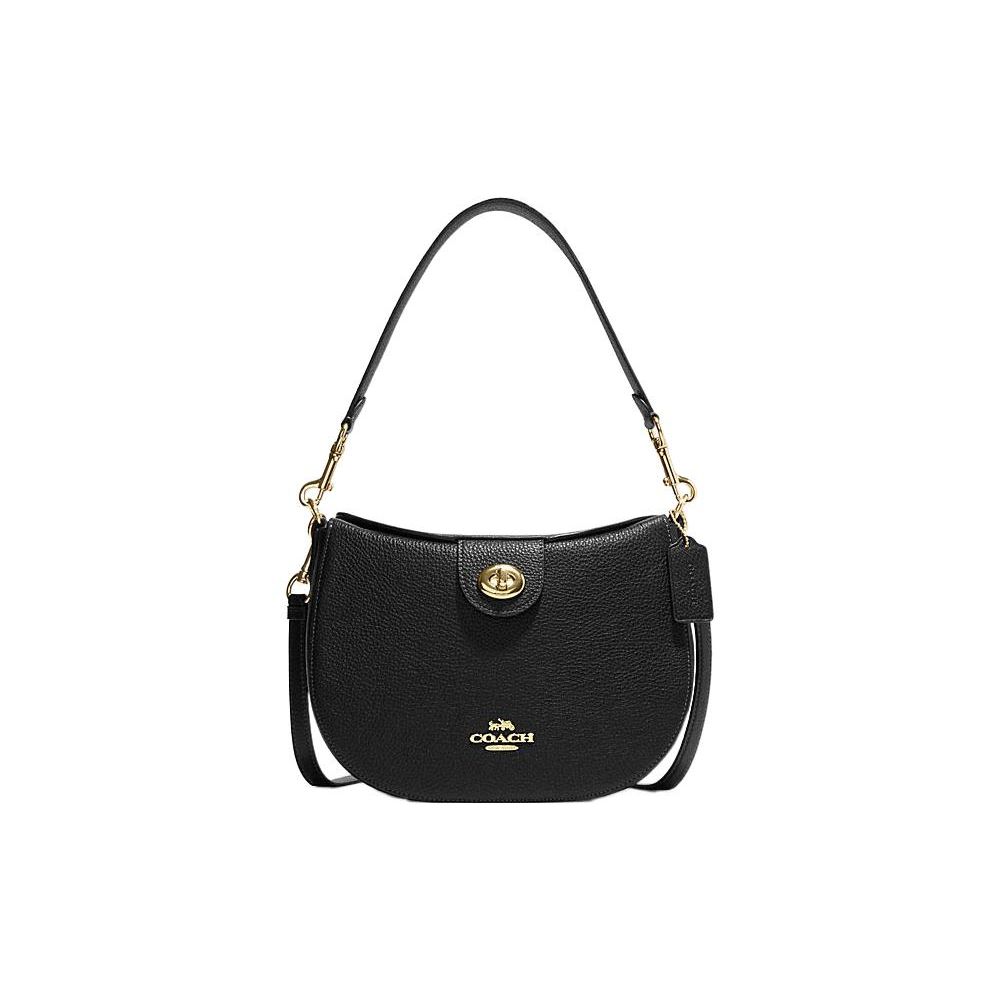 

Coach Hobo 26 Solid Color Gold Logo Litchi Texture Lock Closure Leather Half Moon Saddle Shoulder Bag Women shoulder bag black CH196-IMBLK Basic Set (Bag+Dust Bag)