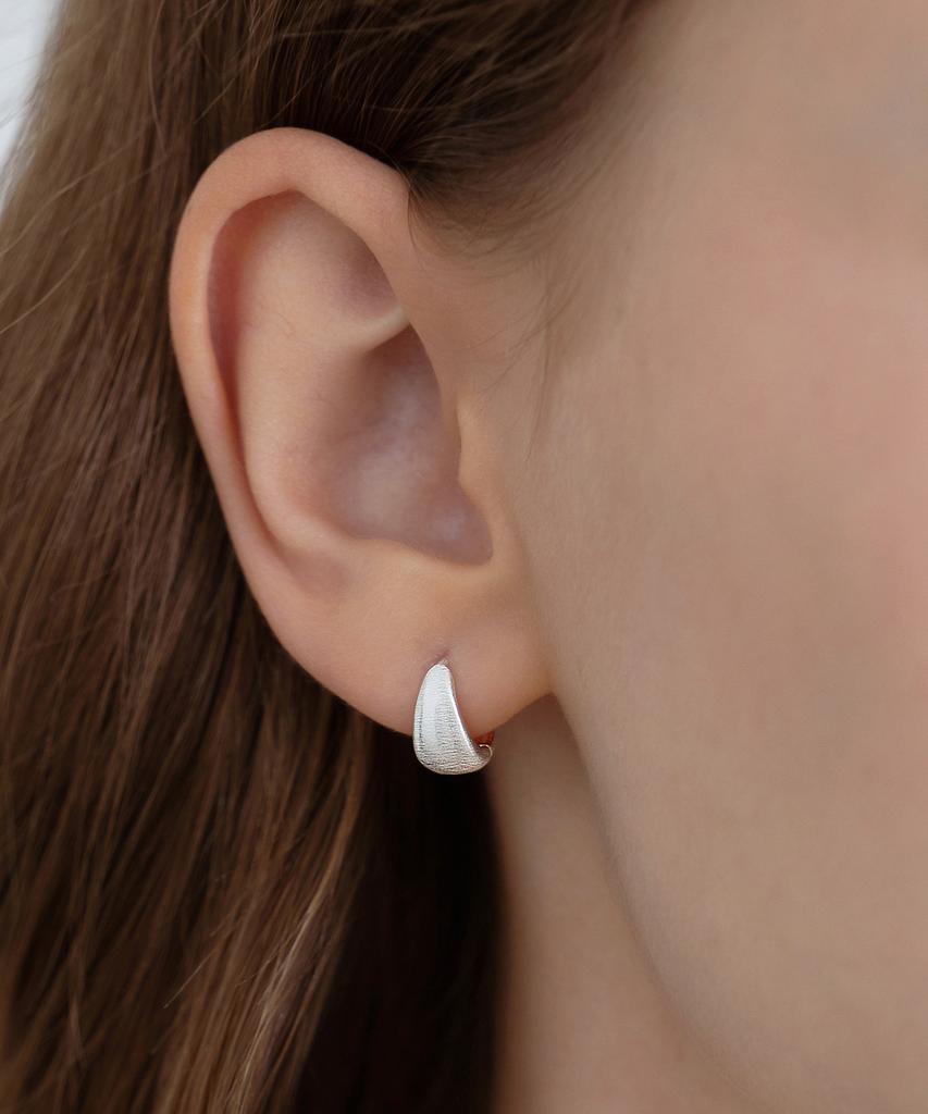Tatiana (Silver 925) Matte Drop Hoop Earrings Ec3275