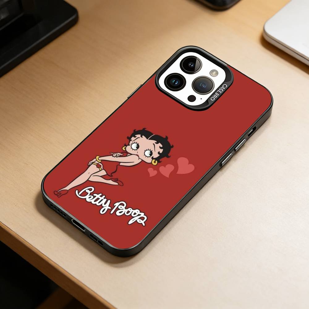 C-Cute-Betty Boop-P Phone Case For iPhone 17,16,15,14,13,12,11 Plus,Pro Max,XS,Colored Silver Plated Inside Cover