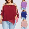 Sexy Women Fashion Plus Size Ladder Cut Overlay Asymmetric Blouse Strapless Tops