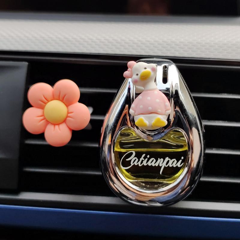 Glass Cartoon Girl Car Air Freshener Perfume Bottle Decorative Ornament Blue Dress Ocean Scent 2 Pack