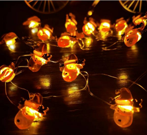 Romantic Copper Wire String Lights - Battery-Powered Christmas Tree & Snowman Decor