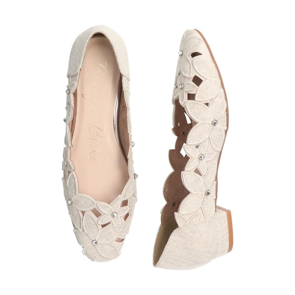 Bridget Birkin Women's Flower Cutwork Glitter Pumps, Off-White, Size 24.5cm, 541033