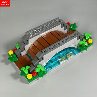 MOC Bausteine Brücke Fluss Wasser See Hain Dschungel Bach Szene Bauernhof Aussicht Dorf Stadt Konstruktionssteine