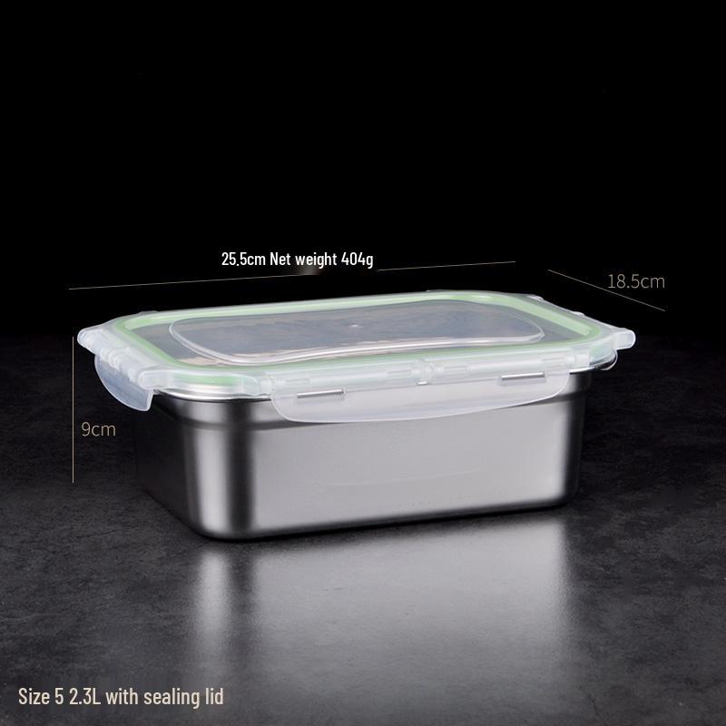 304 Stainless Steel Large Rectangular Food Storage Container for Kitchen and Refrigerator