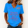 Women's Fashion Casual Letter Print V-Neck Short Sleeve Pullover Top